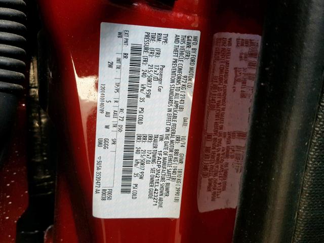 1FADP3N21EL423271 - 2014 FORD FOCUS TITA RED photo 10