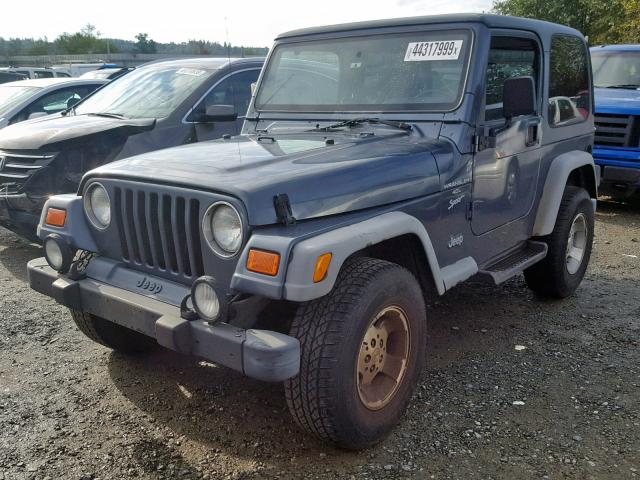 1J4FA49S21P349974 - 2001 JEEP WRANGLER / BLUE photo 2