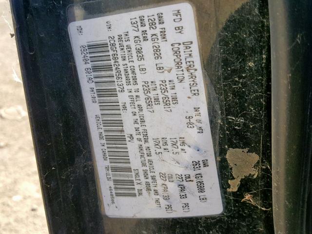 2C8GF68424R561379 - 2004 CHRYSLER PACIFICA BLACK photo 10