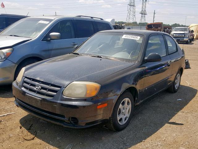 KMHCG35C14U316532 - 2004 HYUNDAI ACCENT GL BLACK photo 2