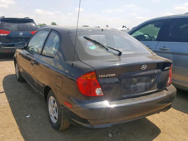 KMHCG35C14U316532 - 2004 HYUNDAI ACCENT GL BLACK photo 3