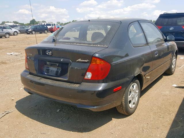 KMHCG35C14U316532 - 2004 HYUNDAI ACCENT GL BLACK photo 4