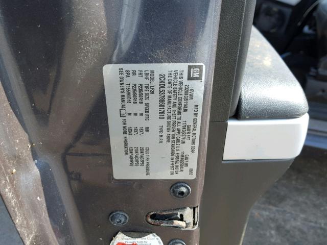 2CKDL537886017610 - 2008 PONTIAC TORRENT GX GRAY photo 10