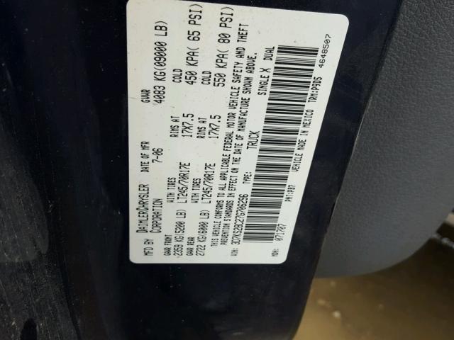 3D7KS28C27G706296 - 2007 DODGE RAM 2500 S ლურჯი ფოტო 10