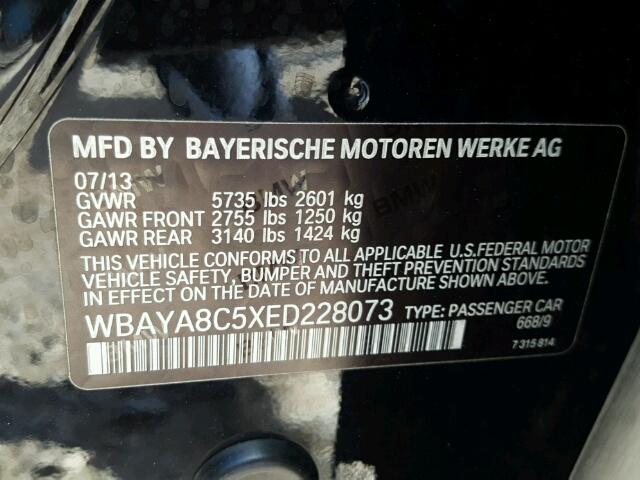 WBAYA8C5XED228073 - 2014 BMW 750 I BLACK photo 10