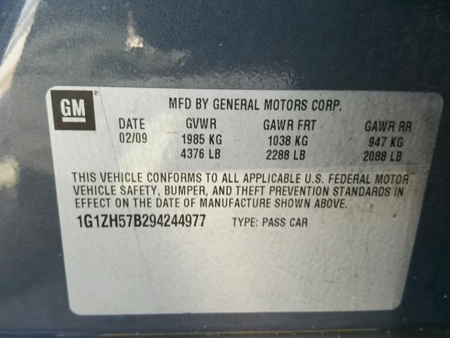 1G1ZH57B294244977 - 2009 CHEVROLET MALIBU 1LT 石墨色 照片 10