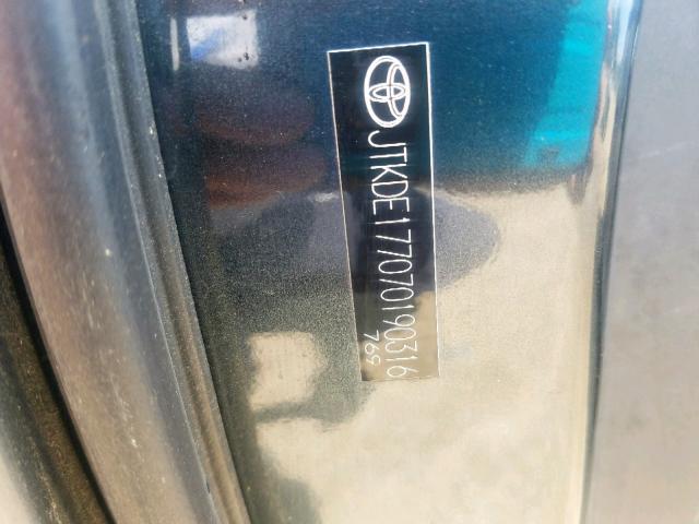 JTKDE177070190316 - 2007 TOYOTA SCION TC გრაფიტი ფოტო 10