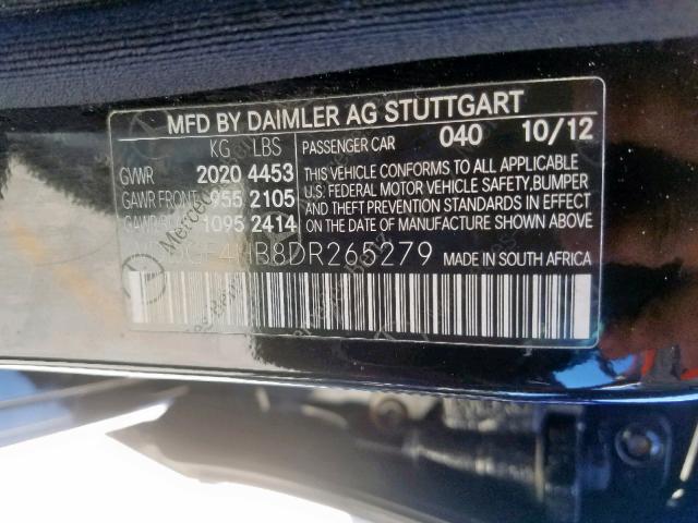 WDDGF4HB8DR265279 - 2013 MERCEDES-BENZ C 250 BLACK photo 10