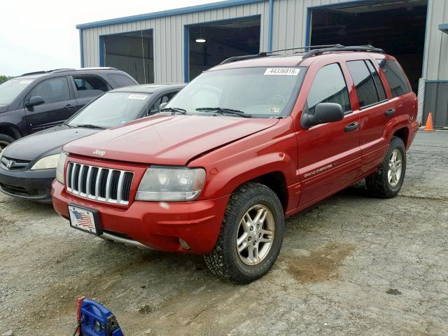 1J4GW48N04C265679 - 2004 JEEP GRAND CHER RED photo 2