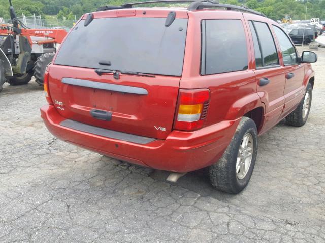 1J4GW48N04C265679 - 2004 JEEP GRAND CHER RED photo 4