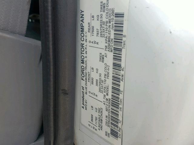 3FRNX65F55V163696 - 2005 FORD F650 SUPER WHITE photo 10