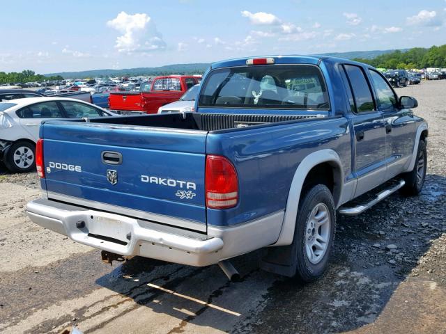 1D7HL38K74S766454 - 2004 DODGE DAKOTA QUA BLUE photo 4