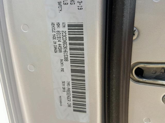 2C3CDXBG3KH615388 - 2019 DODGE CHARGER SX SILVER photo 10