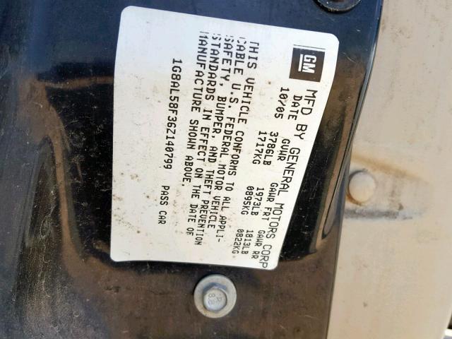 1G8AL58F36Z140799 - 2006 SATURN ION LEVEL WHITE photo 10