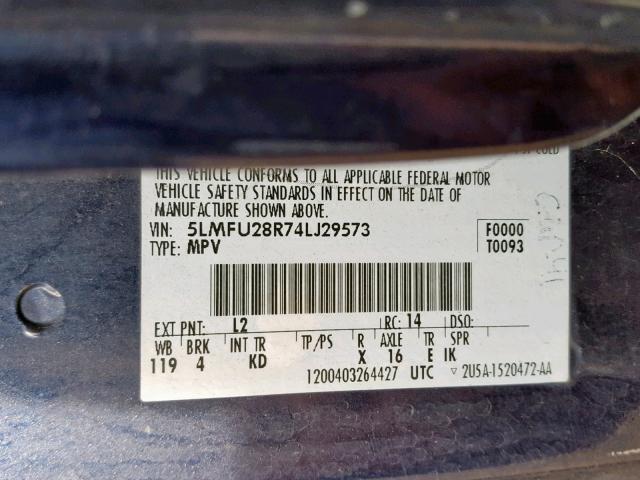 5LMFU28R74LJ29573 - 2004 LINCOLN NAVIGATOR BLUE photo 10