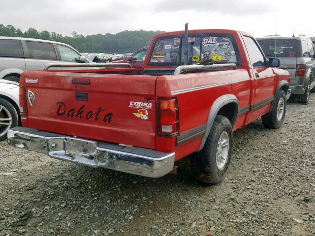 1B7FL26X3SS258473 - 1995 DODGE DAKOTA RED photo 4