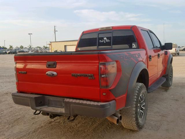1FTFW1R65CFC95796 - 2012 FORD F150 SVT R RED photo 4