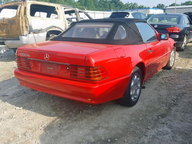 WDBFA66E6NF054659 - 1992 MERCEDES-BENZ 500 SL RED photo 4