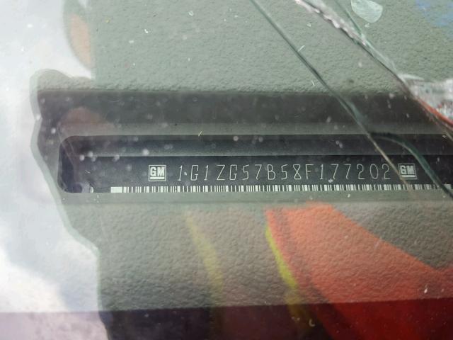 1G1ZG57B58F177202 - 2008 CHEVROLET MALIBU LS Plata foto 10