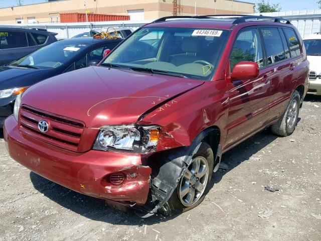 JTEHP21A250084181 - 2005 TOYOTA HIGHLANDER RED photo 2