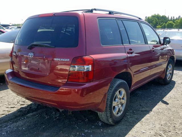 JTEHP21A250084181 - 2005 TOYOTA HIGHLANDER RED photo 4