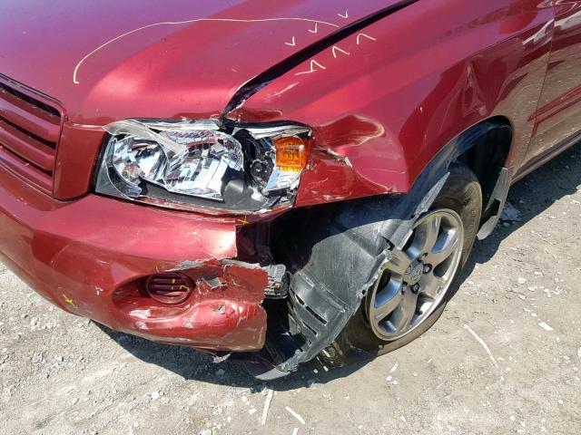JTEHP21A250084181 - 2005 TOYOTA HIGHLANDER RED photo 9