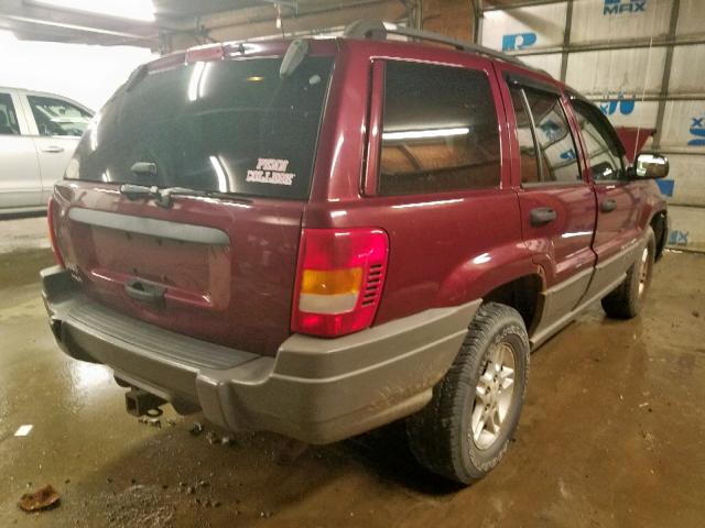 1J4GW48S42C100270 - 2002 JEEP GRAND CHER BURGUNDY photo 4