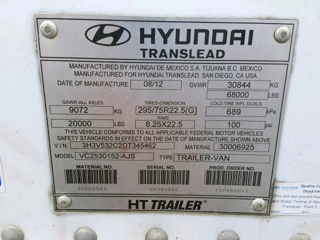 3H3V532C2DT345462 - 2013 HYUNDAI DRYVAN WHITE photo 10