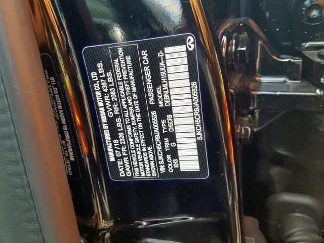 SJKCH5CR9JA005526 - 2018 INFINITI QX30 BASE BLACK photo 10