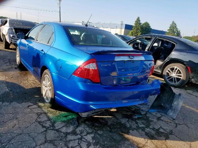 3FAHP0JA5CR348750 - 2012 FORD FUSION SEL BLUE photo 3