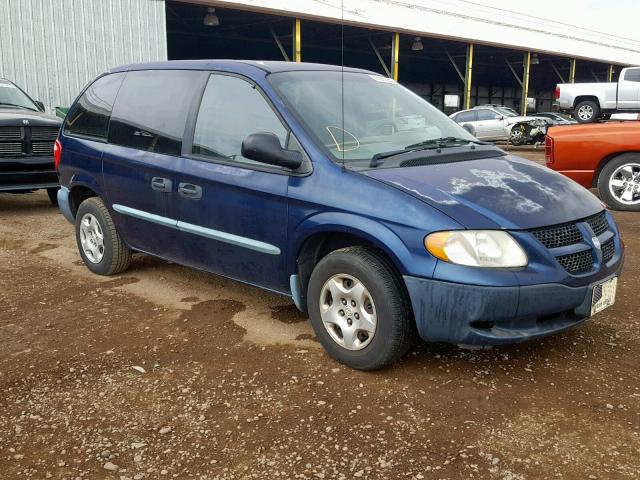 1B4GP25BX2B515172 - 2002 DODGE CARAVAN SE BLUE photo 1