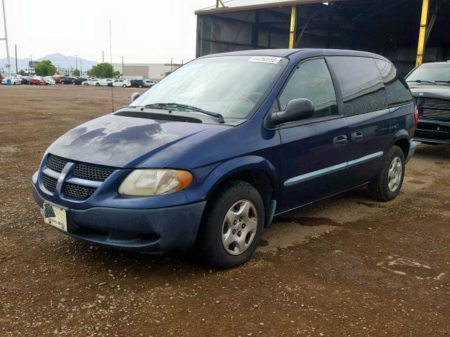 1B4GP25BX2B515172 - 2002 DODGE CARAVAN SE BLUE photo 2