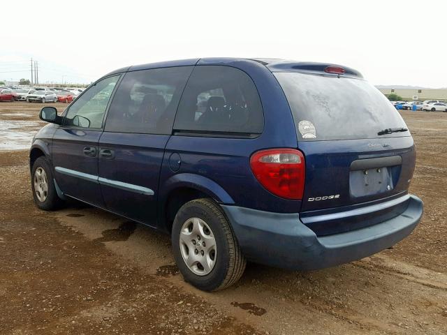 1B4GP25BX2B515172 - 2002 DODGE CARAVAN SE BLUE photo 3