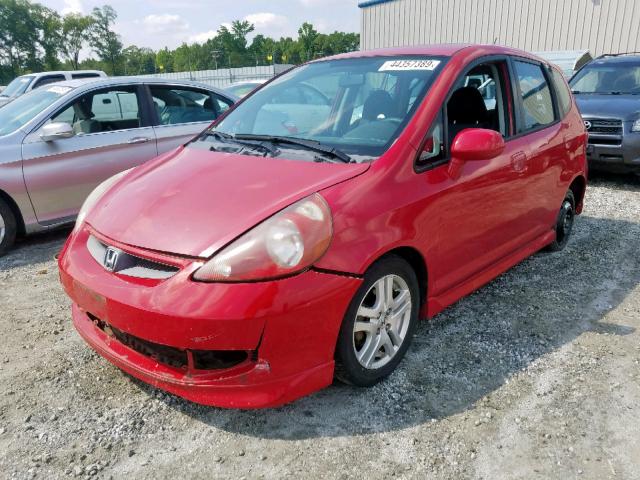 JHMGD38647S056873 - 2007 HONDA FIT S RED photo 2