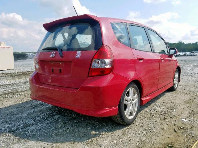 JHMGD38647S056873 - 2007 HONDA FIT S RED photo 4