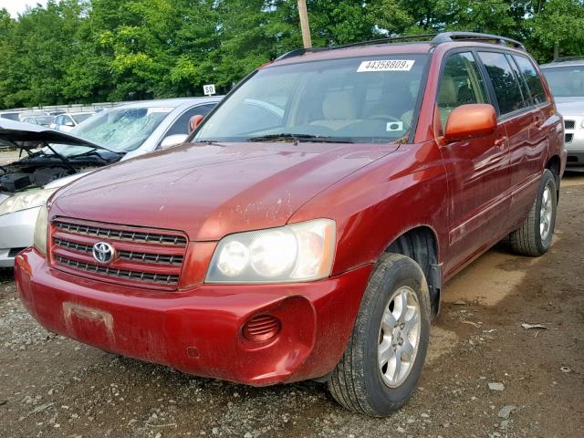 JTEHF21A810002189 - 2001 TOYOTA HIGHLANDER RED photo 2