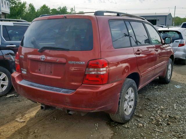 JTEHF21A810002189 - 2001 TOYOTA HIGHLANDER RED photo 4