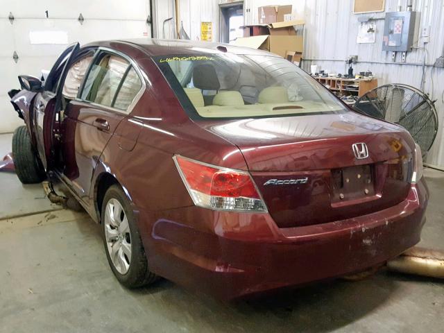 1HGCP26818A098982 - 2008 HONDA ACCORD EXL BURGUNDY photo 3