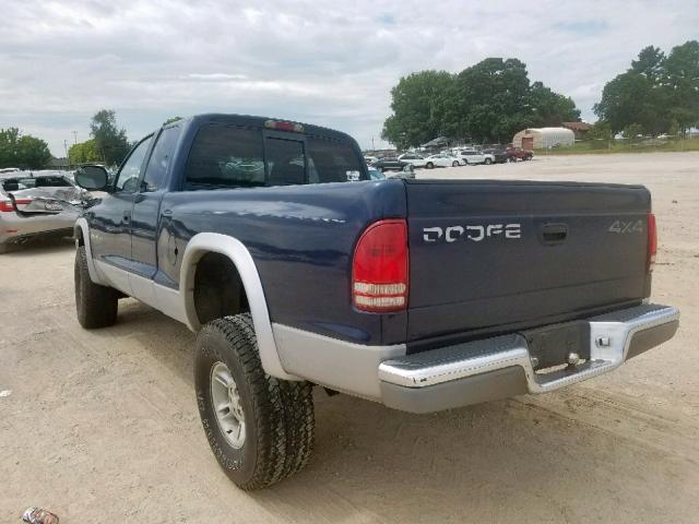 1B7GG22N9YS558427 - 2000 DODGE DAKOTA BLUE photo 3