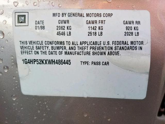 1G4HP52KXWH486445 - 1998 BUICK LESABRE CU TAN photo 10