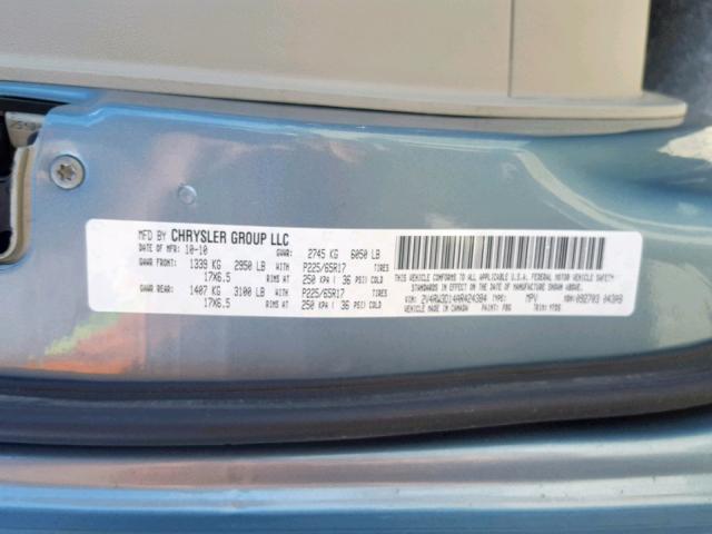 2V4RW3D14AR424384 - 2010 VOLKSWAGEN ROUTAN SE BLUE photo 10