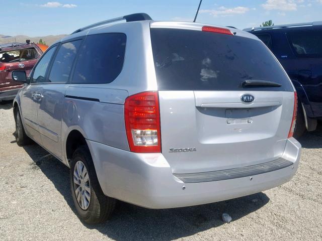 KNDMG4C73B6384577 - 2011 KIA SEDONA LX SILVER photo 3