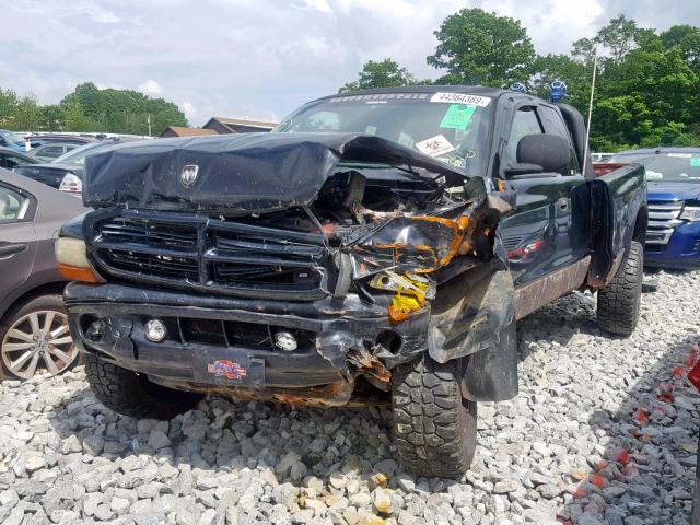 1B7GG22Y2XS172392 - 1999 DODGE DAKOTA BLACK photo 2