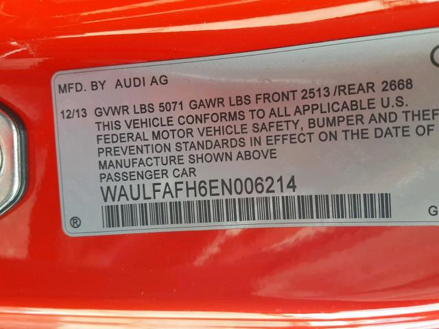 WAULFAFH6EN006214 - 2014 AUDI A5 PREMIUM RED photo 10