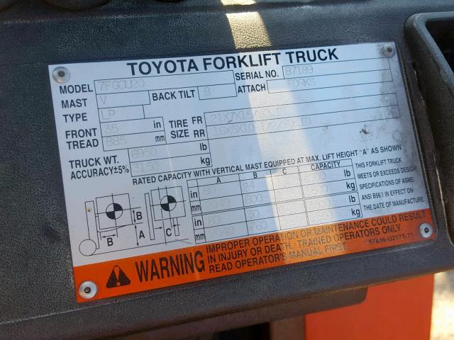 87189 - 2004 TOYOTA FORKLIFT ORANGE photo 10