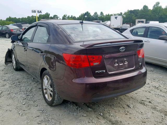 KNAFU4A26B5398971 - 2011 KIA FORTE EX BURGUNDY photo 3