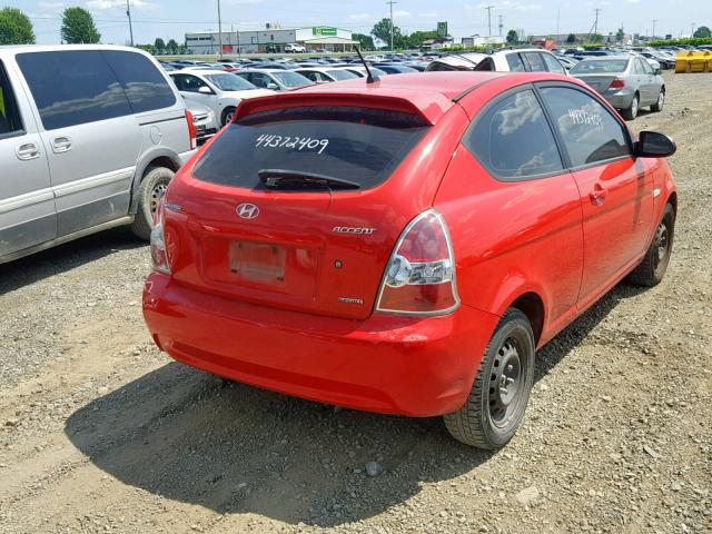 KMHCN35C39U118788 - 2009 HYUNDAI ACCENT SE RED photo 4