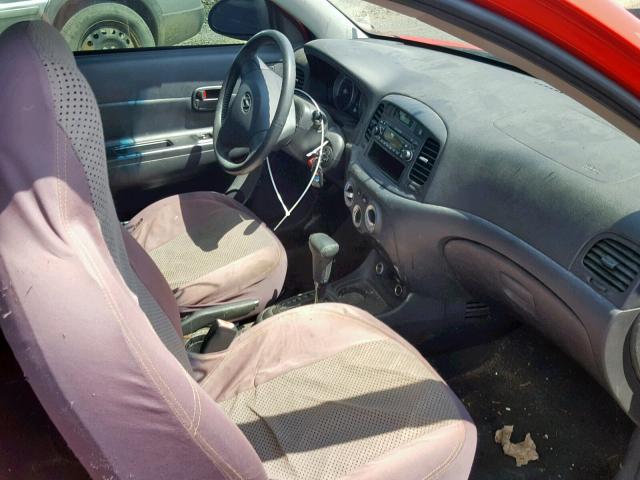 KMHCN35C39U118788 - 2009 HYUNDAI ACCENT SE RED photo 5