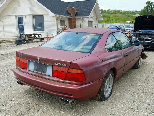 WBAEG2311MCB73967 - 1991 BMW 850 I AUTO RED photo 4