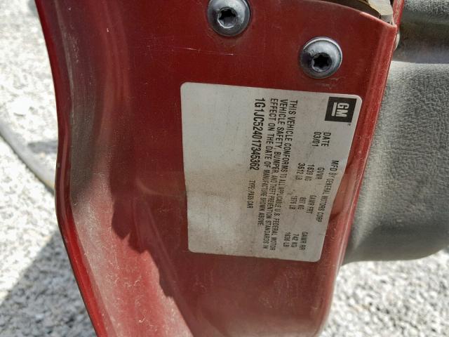 1G1JC524017345362 - 2001 CHEVROLET CAVALIER B ORANGE photo 10